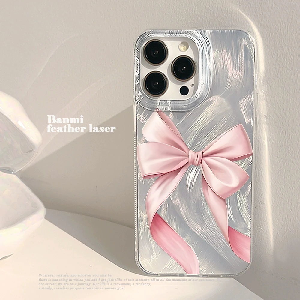 Фото Чехол для телефона Giant Bow с 3D-текстурой перьев, матовый, для iPhone 17 Pro Max, 16, 15, 14 Pro, 13, 12, 11 Pro Max, 7, 8 Plus, XR, 16, 17E №1