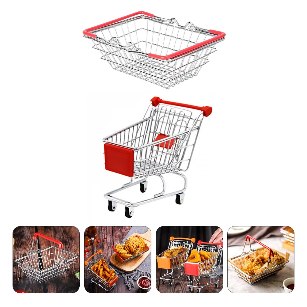 

Basket Mini Fries Cart Shopping Toy Frenchserving Play Fried Pretend Baskets Kids Fry Holder Chip Frying Snack Steel Stainless