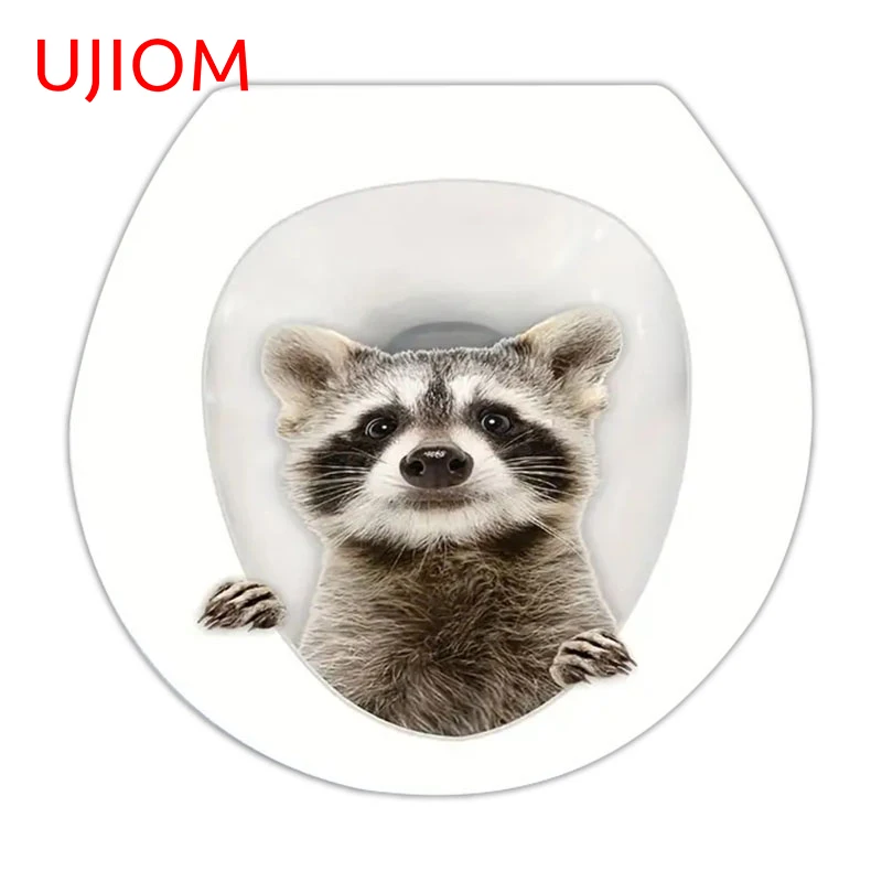 

UJIOM 13cm X 12.5cm Raccoon Animal Funny Wall Sticker Personality Vinyl Commodes Bathroom Decal Room Decoration Accessories