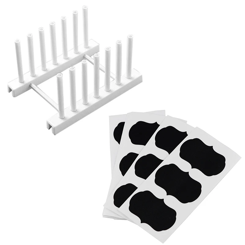 

Kitchen Organizer Pot Lid Rack Dish Rrain Rack White With 36 Pcs/Set Blackboard Sticker