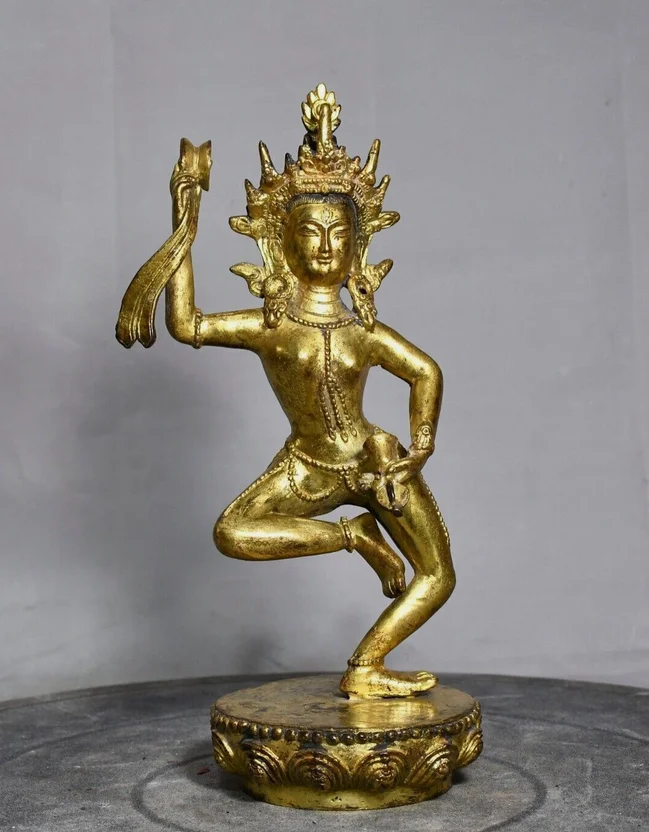 9-дюймовый китайский старый тибетский храм тибетского буддизма бронзовая