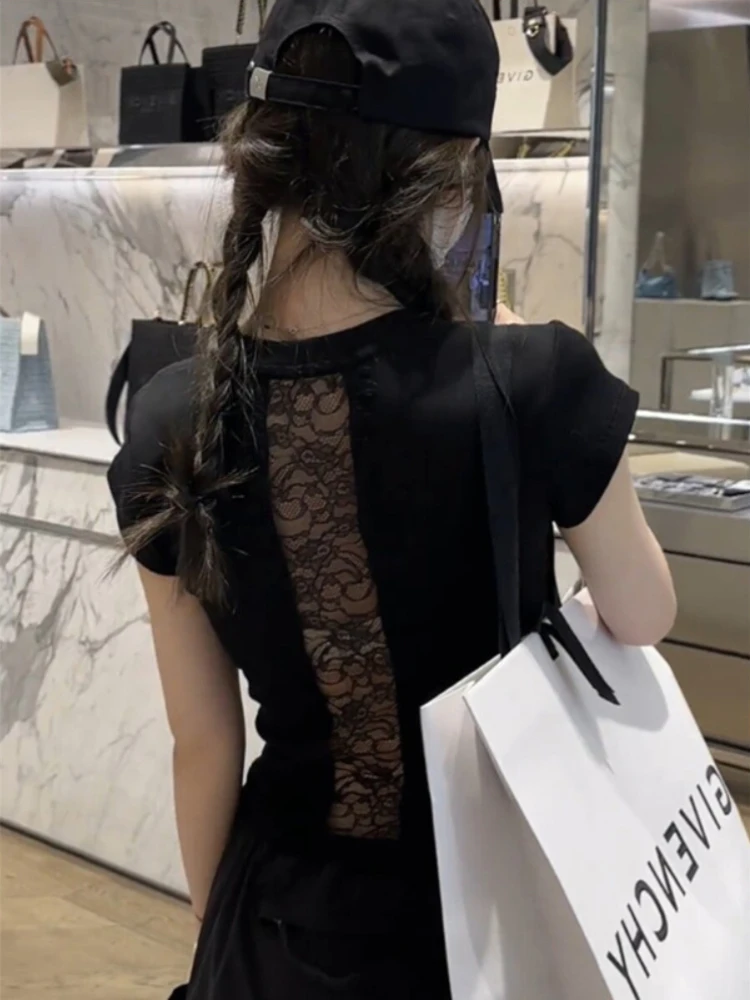 Y2k Slim Fit Hollow Out Tops Woman Pure Desire футболка из хлопка