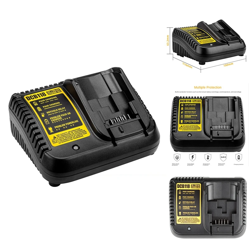 Зарядное устройство DCB118 для аккумулятора Dewalt 12 В 14 4 18 20 DCB200 DCB201 DCB203 DCB205 DCB206 Вилка