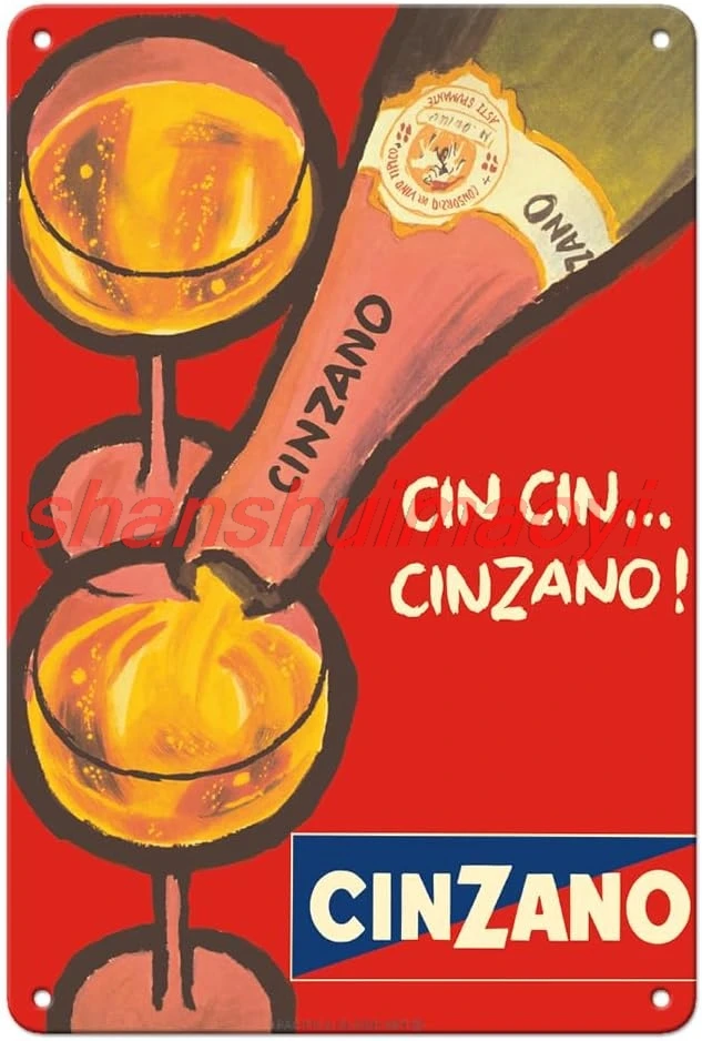 Фото Pacifica Island Art Cin Cin Cinzano - Asti Spumante - Итальянское игривое вино - Винтажный рекламный плакат c.1970-8 x 12 inc SHAN №1