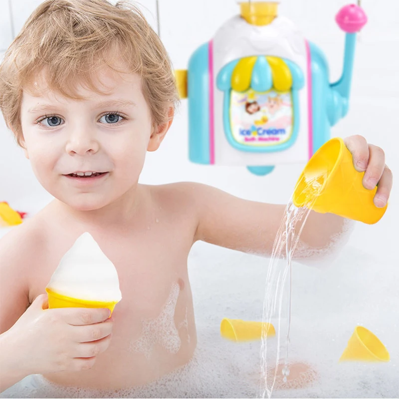 

New Ice Creams Maker Bubble Machine Bath Toys Fun Foam Cone Factory Bathtub Toy Gift Newborn Baby Bath Toys For Children #20