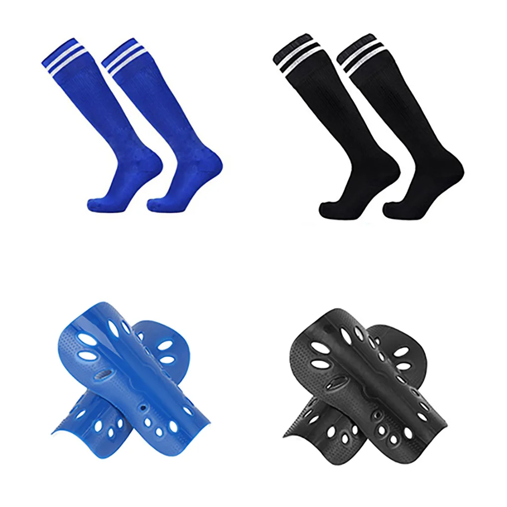 

2 Sets Soccer Shin Guard Professional Long Sock Young Man Training Accessories Anti-skid Protective Socks Clothing Accessory