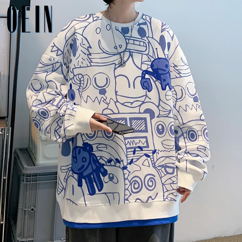 

OEIN Autumn Mens Hoodies Cartoon Graphic 2022 Fashion Male Oversized Pullovers Hip Hop Y2K Streetwear Clothing Unisex Sweatshirt
