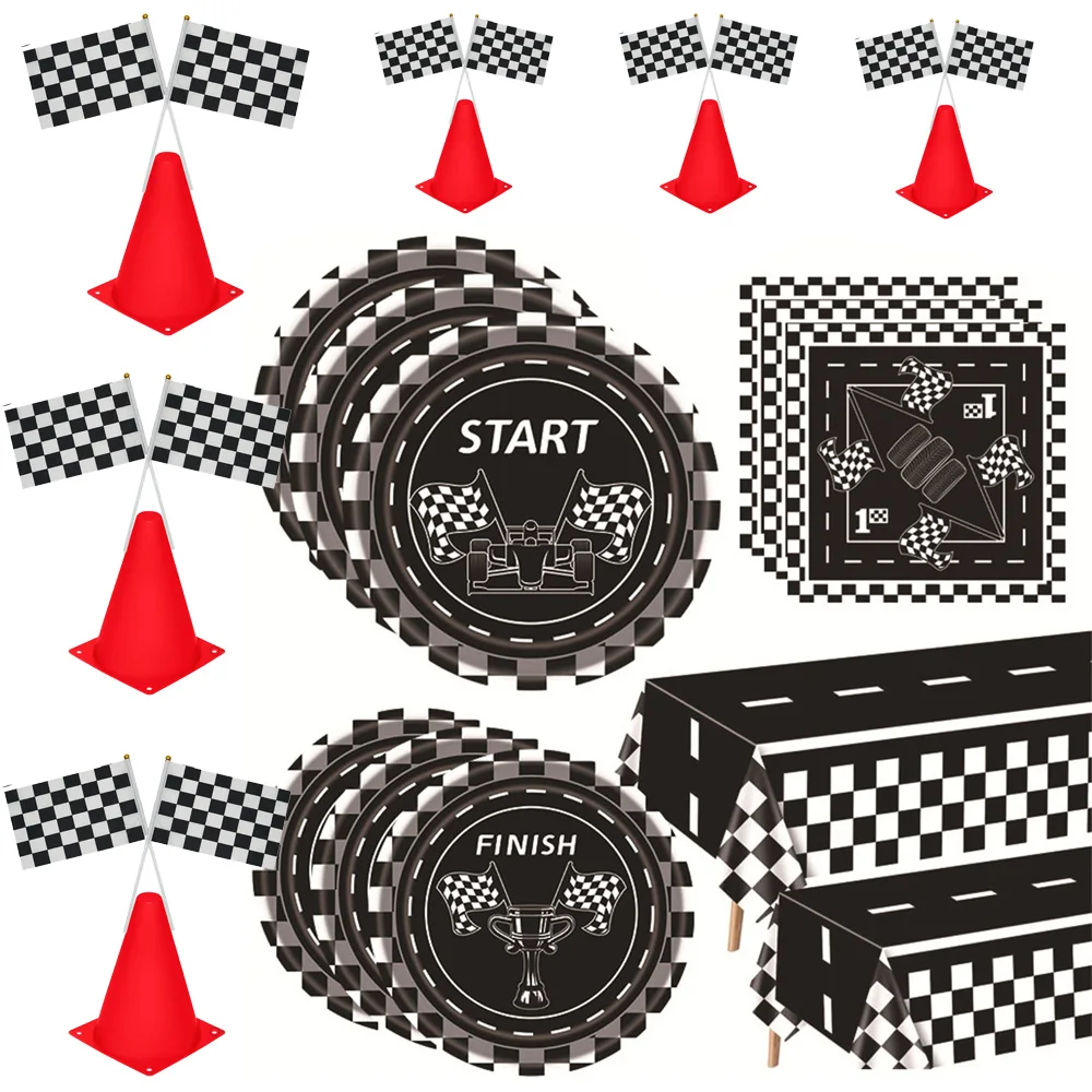 Black and White Checkered Racing Car Party Supplies for Boys