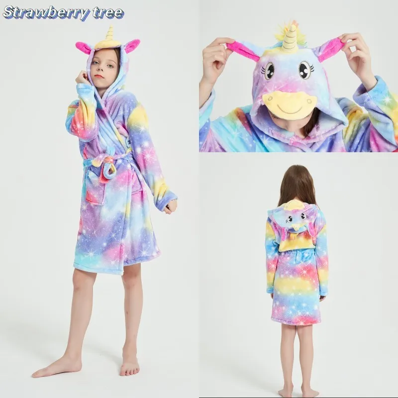 

Детский фланелевый Халат с капюшоном, с длинным рукавом