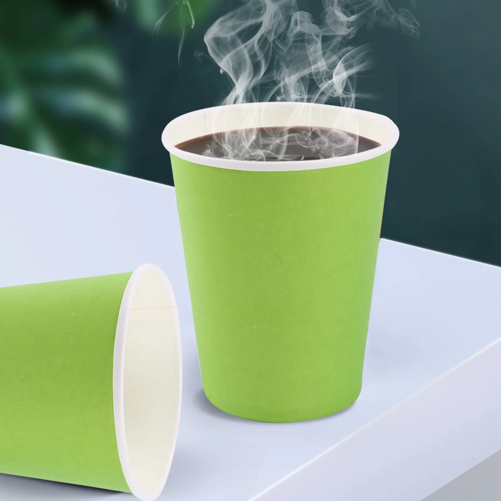 20 бумажных стаканчиков (9 унций)-однотонные зеркальные (зеленые)