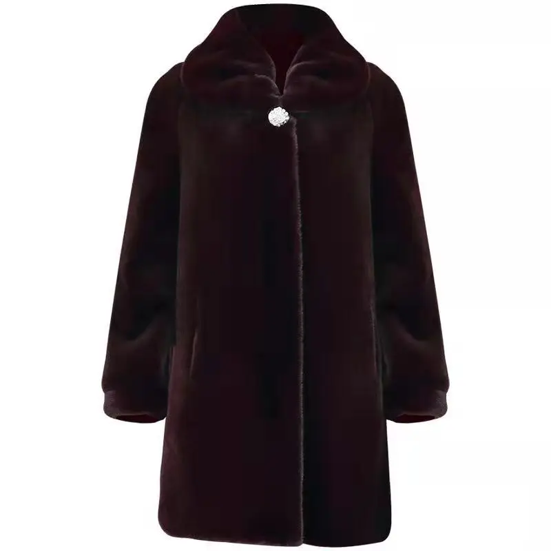 abrigos para mujeres leather jacket fur coat women traf veste femme European women's long faux fur coat