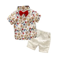 little boys summer clothing set short sleeve floral shirt white shorts 2pcs clothes set 3 to 4 5 6 7years old children outfit