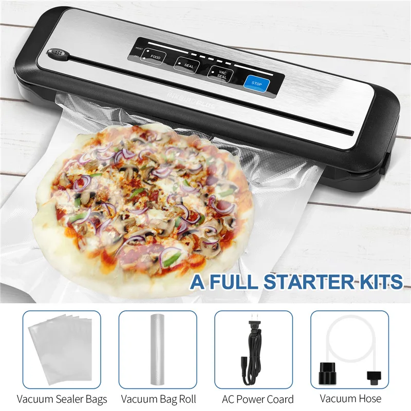 

INKBIRD Dry/Cold Vacuum Sealer Food Sealing Packaging Machine with 5Pcs Plastic Bags Kitchen Appliance Sous Vide Peripheral