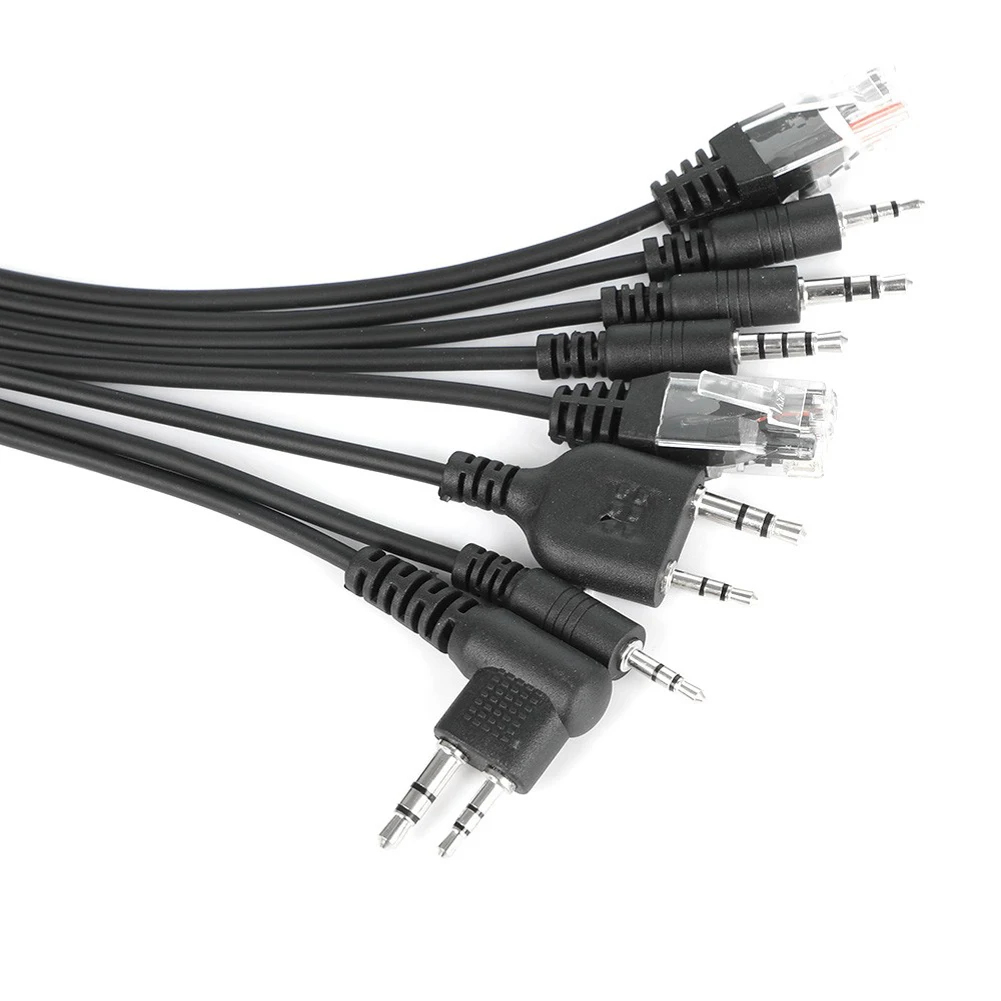 

Write Frequency Line Programming Cable For Talkie 8 Connectors 8 In 1 Black Corrosion-Resistant Multifunctional