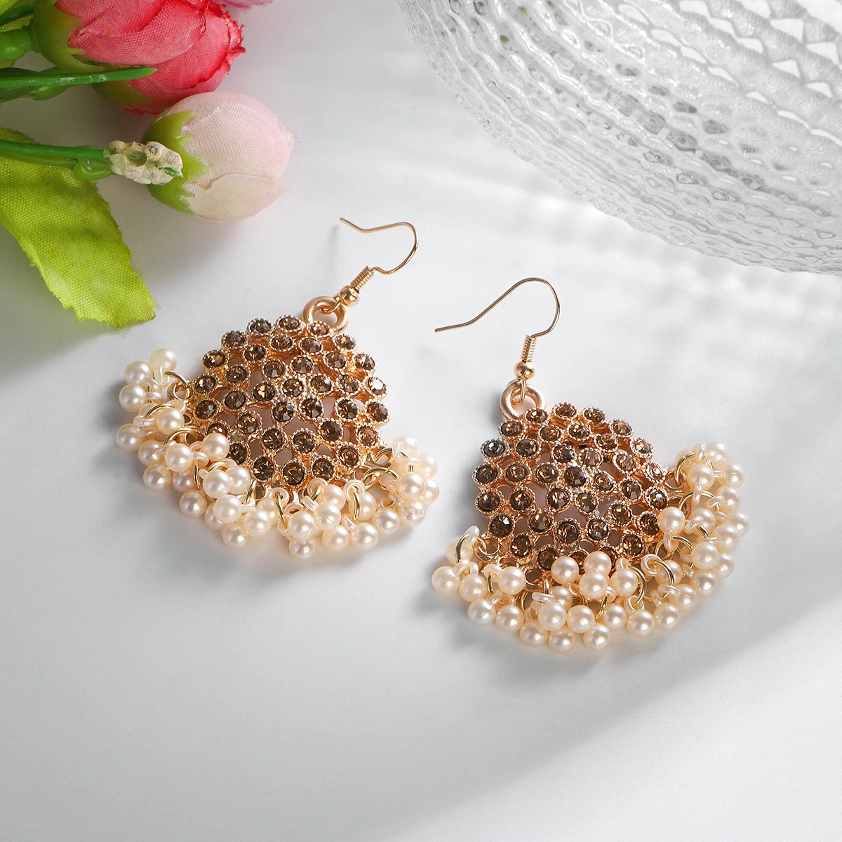 Роскошные круглые висячие серьги индийские бриллиантовые Jhumka Свадебные