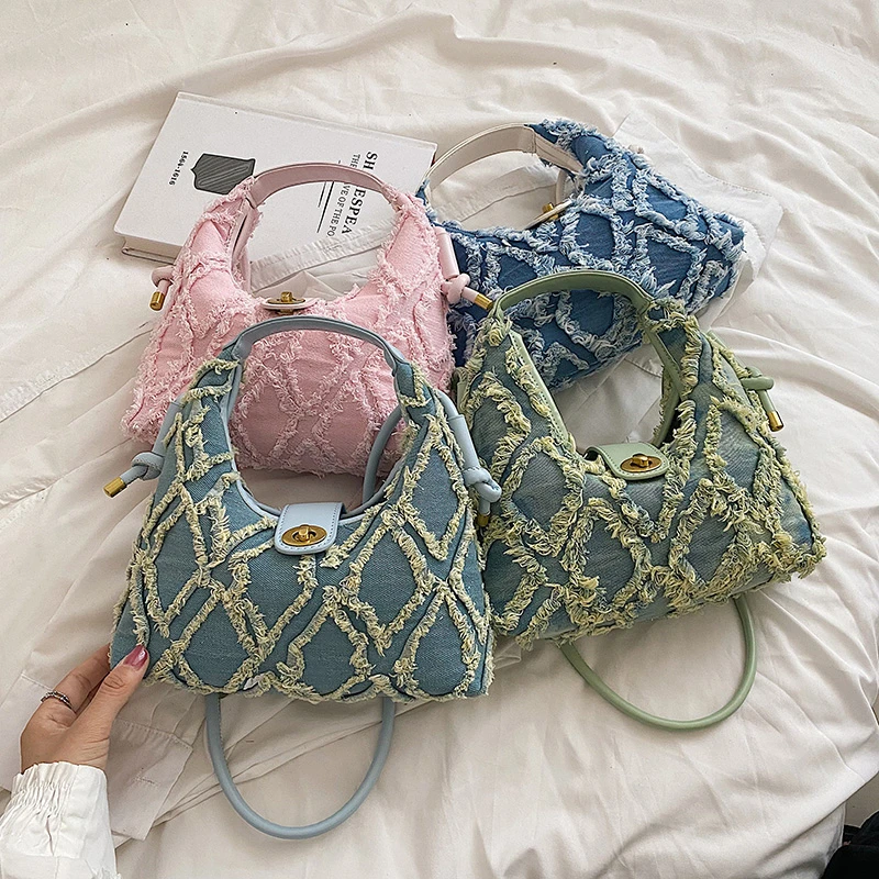 Брендовая женская Сумка Хобо летняя роскошная сумка высококлассная джинсовая