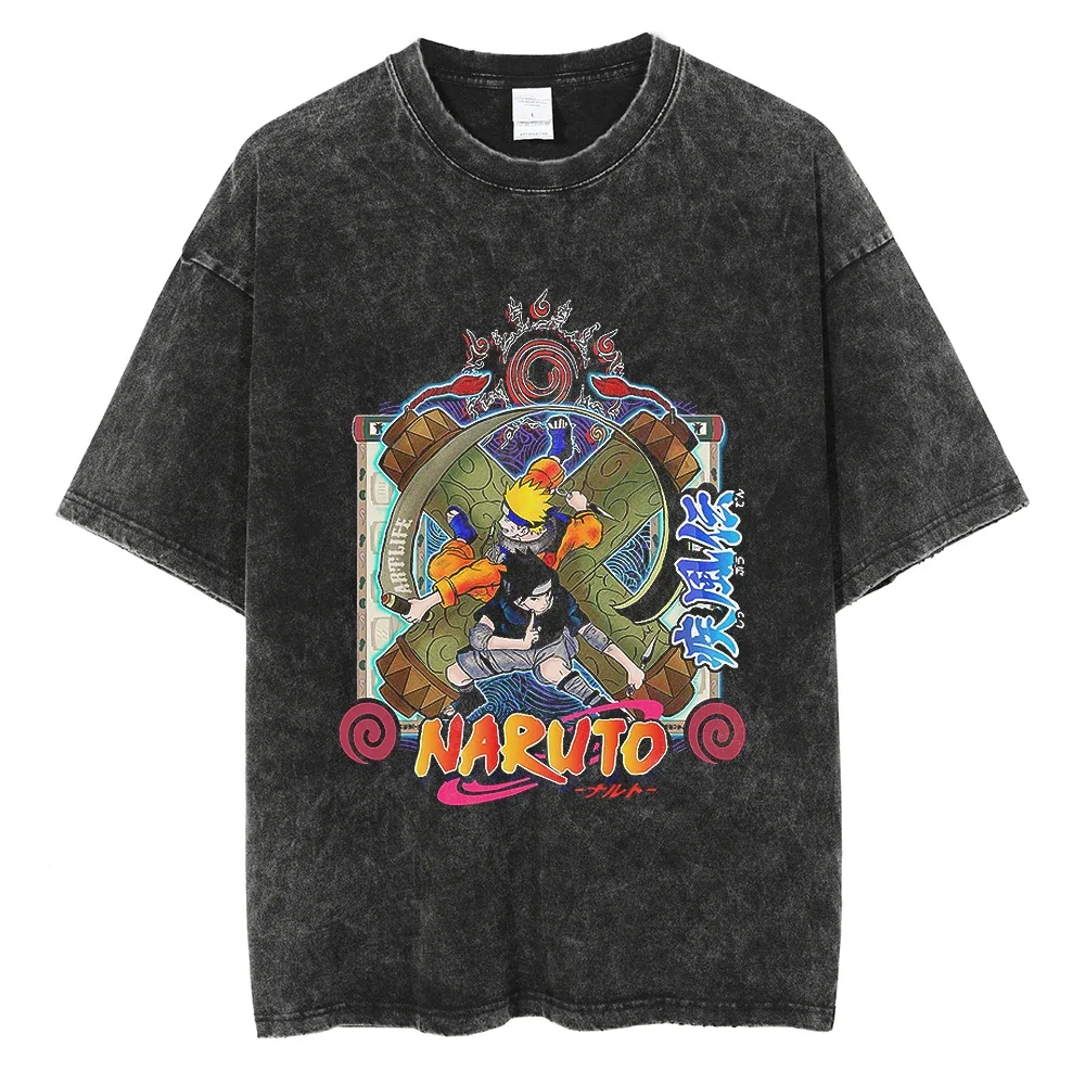 

Футболка мужская в стиле японского аниме, уличная одежда в стиле Харадзюку, хлопковая винтажная рубашка с коротким рукавом, черный цвет, на лето