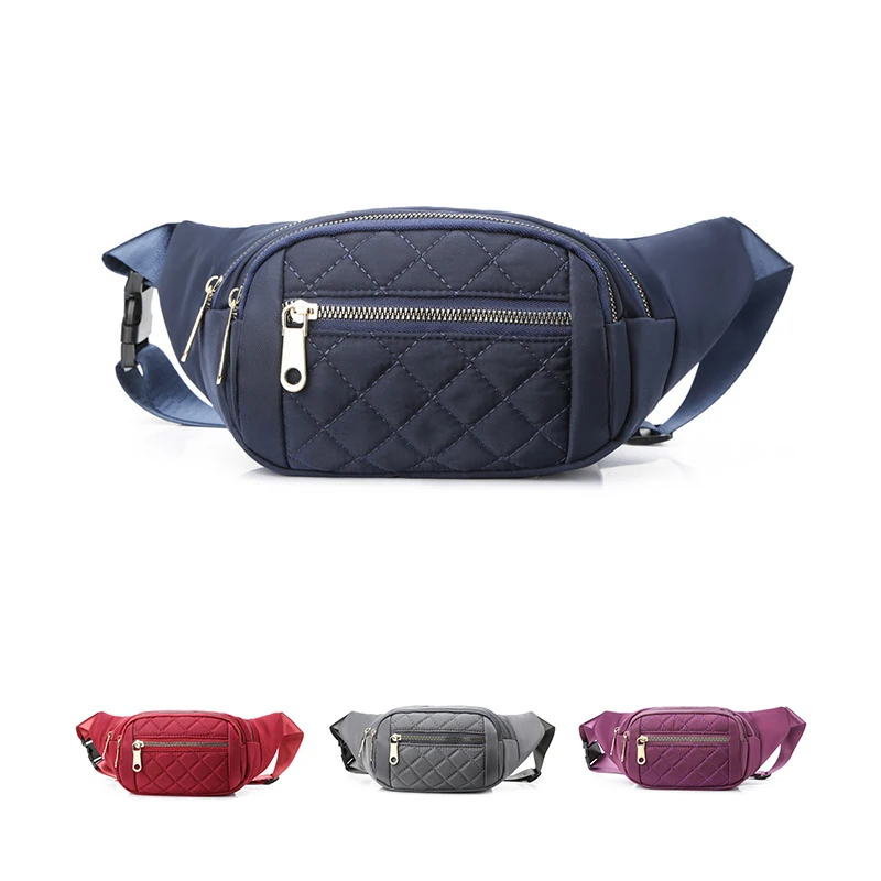 Custom Fashion Red Outdoor Chest Shoulder Bag Sports Backpack Grid Fanny Pack Crossbody Pouch Waist Bag For Women