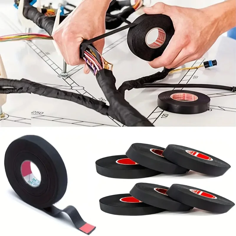 

15 м термостойкая огнестойкая лента, черная тканевая лента для жгутов, шумоподавление для автомобильных мотоциклов, аудио и т. дров