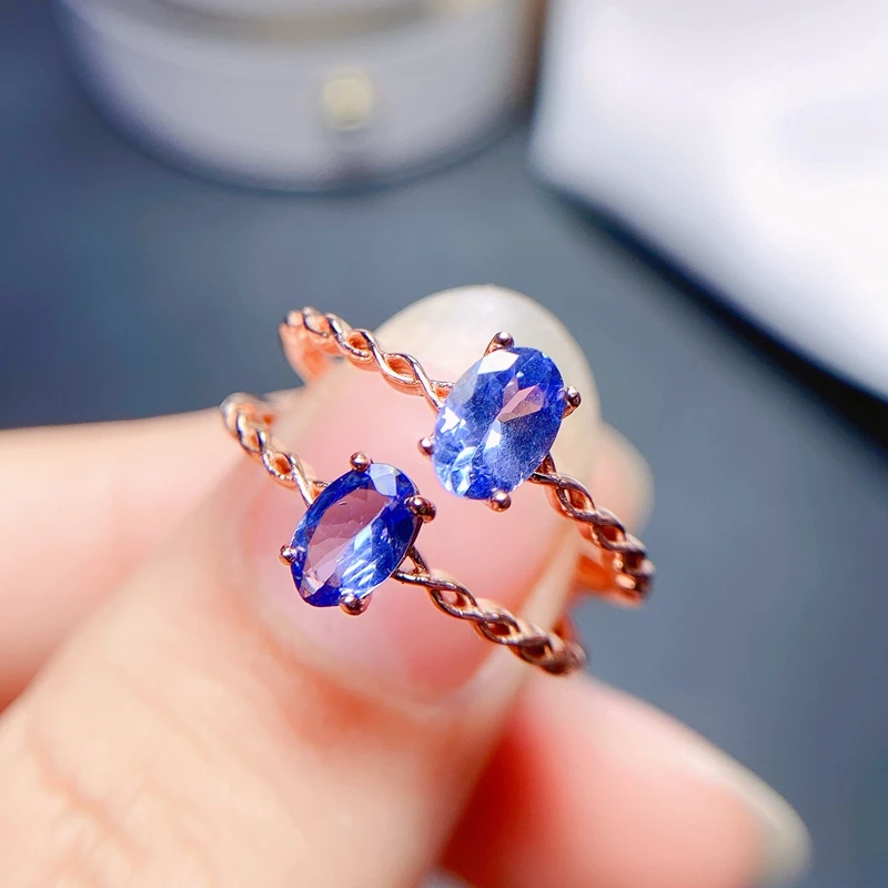 

Natural tanzanite women's RING 925 sterling silver intense gem clean