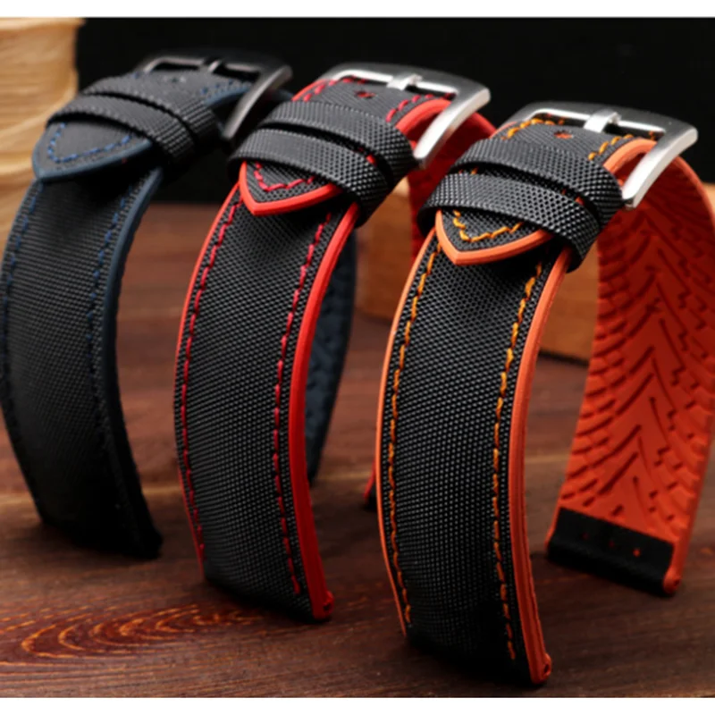 

20mm 22mm Nylon Canvas Watch Strap For Seiko Waterproof Silicone Watch Bands For Men's Watch