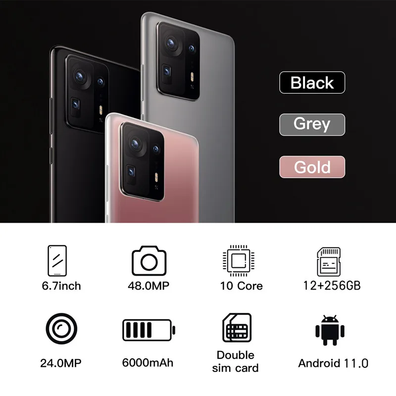 global version new smart phone m 12 pro 6 7 android smartphone 12gb256gb 5g cellphone 2448mp hd camera celular mobile phones free global shipping