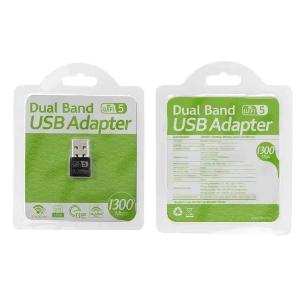 AC1300 WiFi5 Mini USB WiFi-адаптер 1300 Мбитс, двухдиапазонный 2,4 ГГц и 5 ГГц, беспроводной сетевой адаптер, внешний WiFi-приемник, сетевая карта для ПК (art.: 3920dc0fd9ac8) - 3920dc0fd9ac8