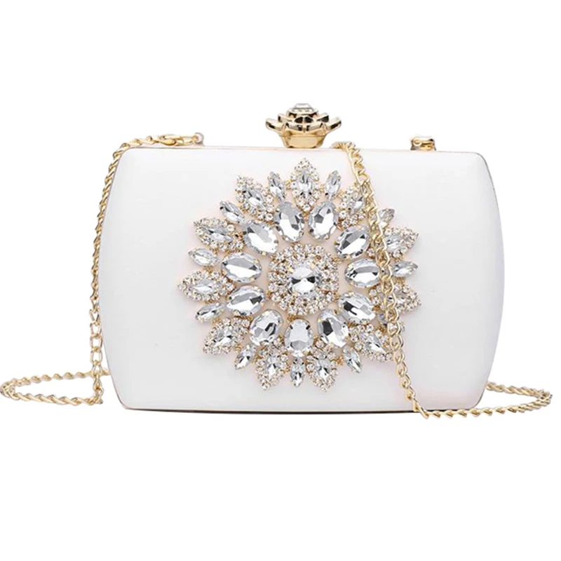

Женский клатч с кристаллами, белая сумка через плечо, Модный свадебный клатч стразы, кошелек, роскошные сумки, ZD1332