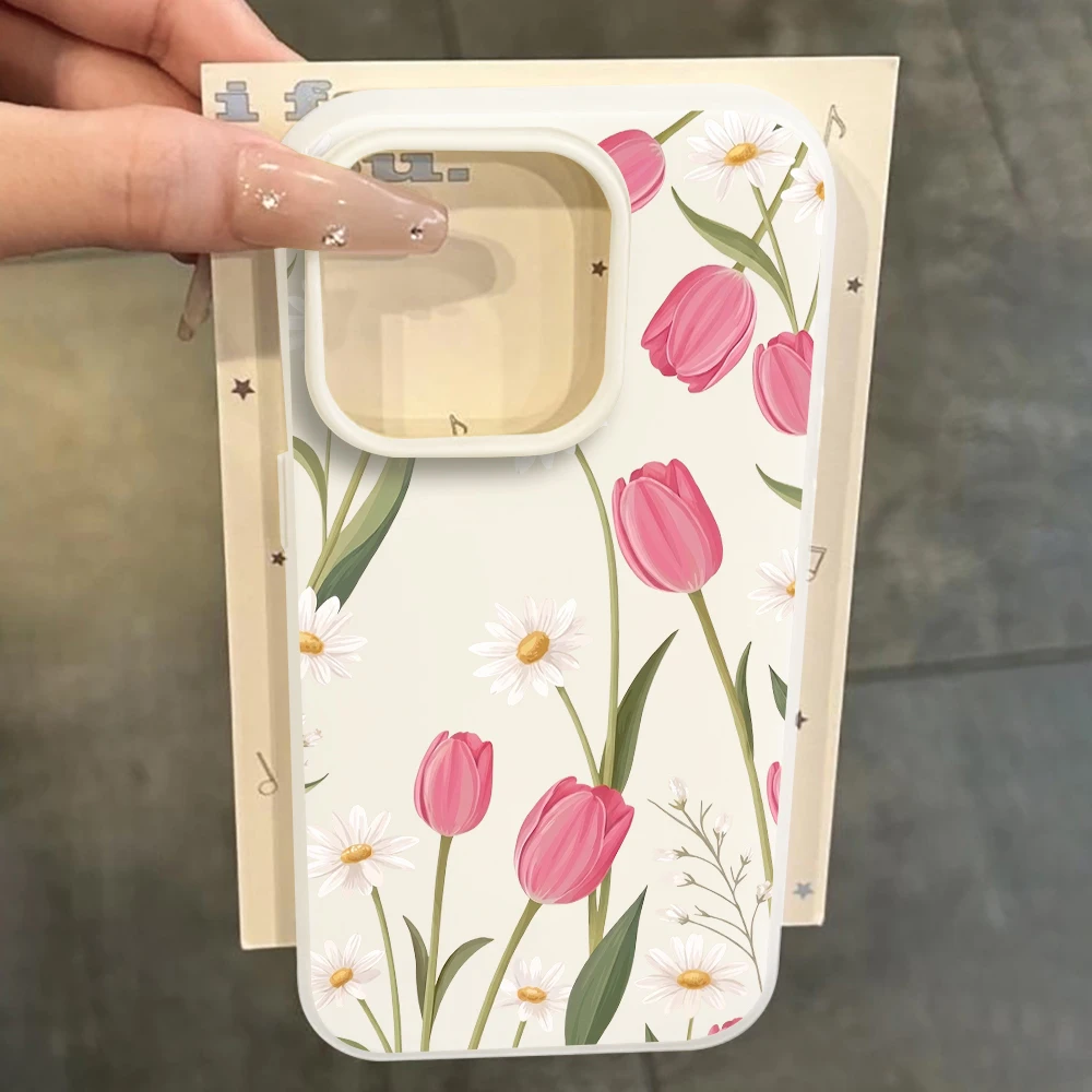 Фото Чехол для телефона из розового силикона White Daisy Bumper Pink Jelly для Xiaomi Redmi Note 14 Pro, Note 13, 12, 11 Pro 5G, 15C, 14C, мягкий силиконовый чехол №5