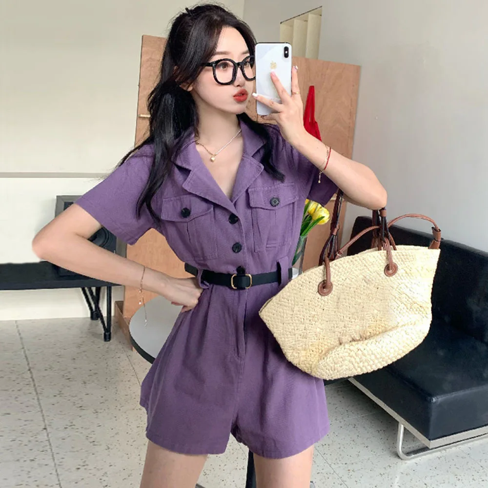 Новинка лета 2022 модный универсальный комбинезон с воротником-поло коротким