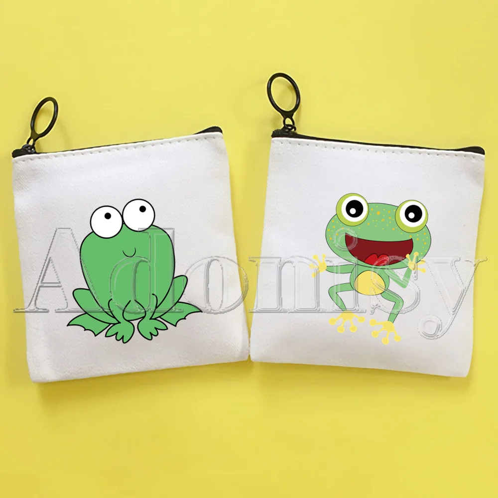 Wednesday Frog MILF Korean Version Simple Coin Purse Coin Purse Female Student Canvas Cute Key Bag Mini Clutch Small Purse