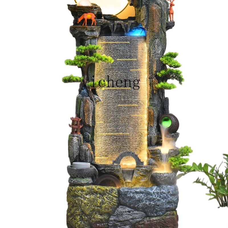 

XL Artificial Mountain and Fountain Waterscape Fengshui Wheel Humidifier Housewarming Fortune Decoration