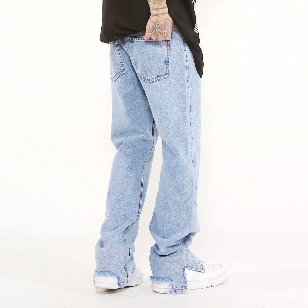 2022 New Y2k Jeans Men Straight Loose Wide-leg Pants Spring Autumn Korean Style Fashion High Street Hip Hop Male Trousers Blue