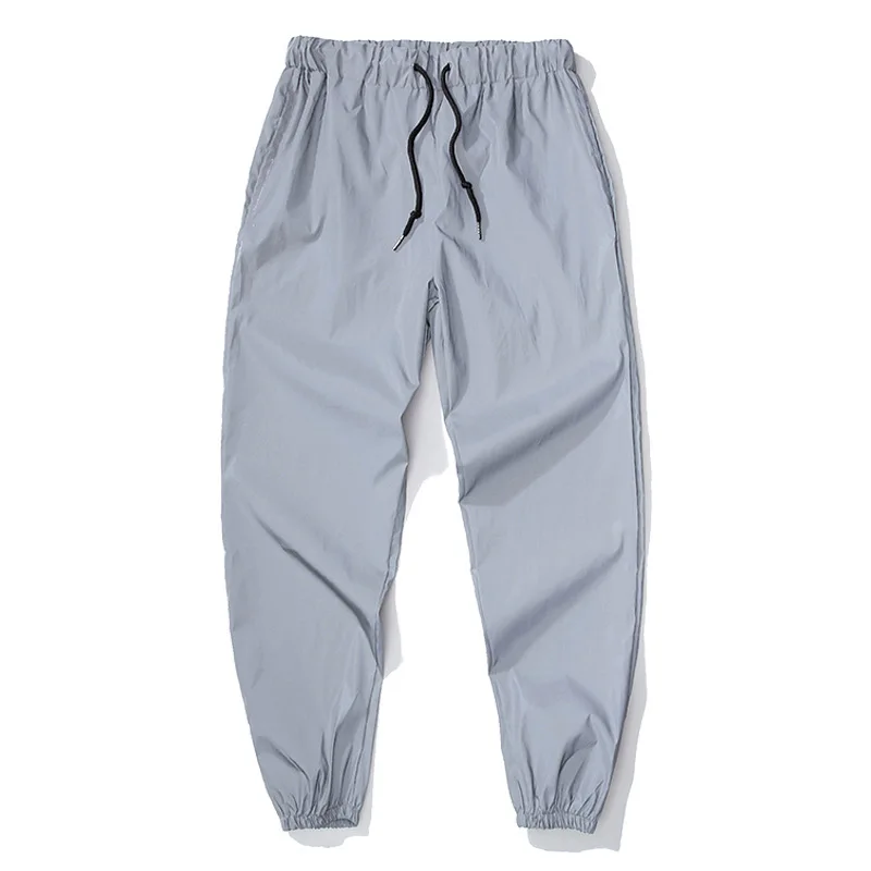 2023 Autumn Flash Reflective Pants Men Women Casual Gray Hip Hop Streetwear Trousers Men Night Sporting Jogger Pants Gray
