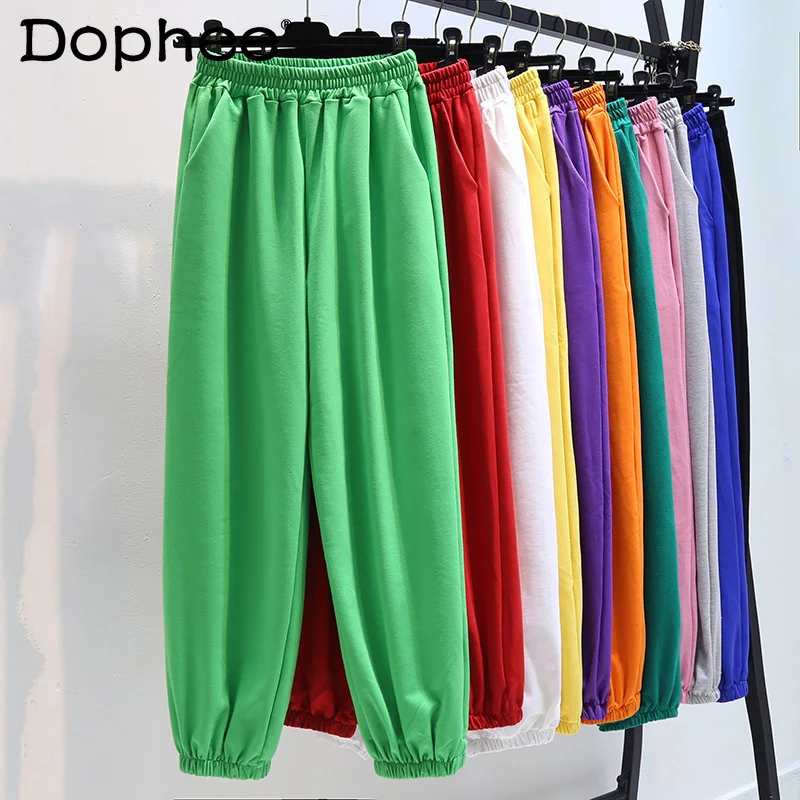 

Fashion Candy Color Sports Casual Pants Joggers Women 2022 Spring High Waist Slim Sweatpants Straight Loose Harem Hoodie Pants