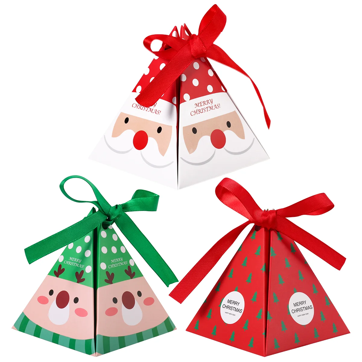 

Christmas Boxes Box Candy Gift Treat Paper Small Cookie Cardboard Cakegifts 3D Or Kraft Party Bakery Xmas Holder Favors