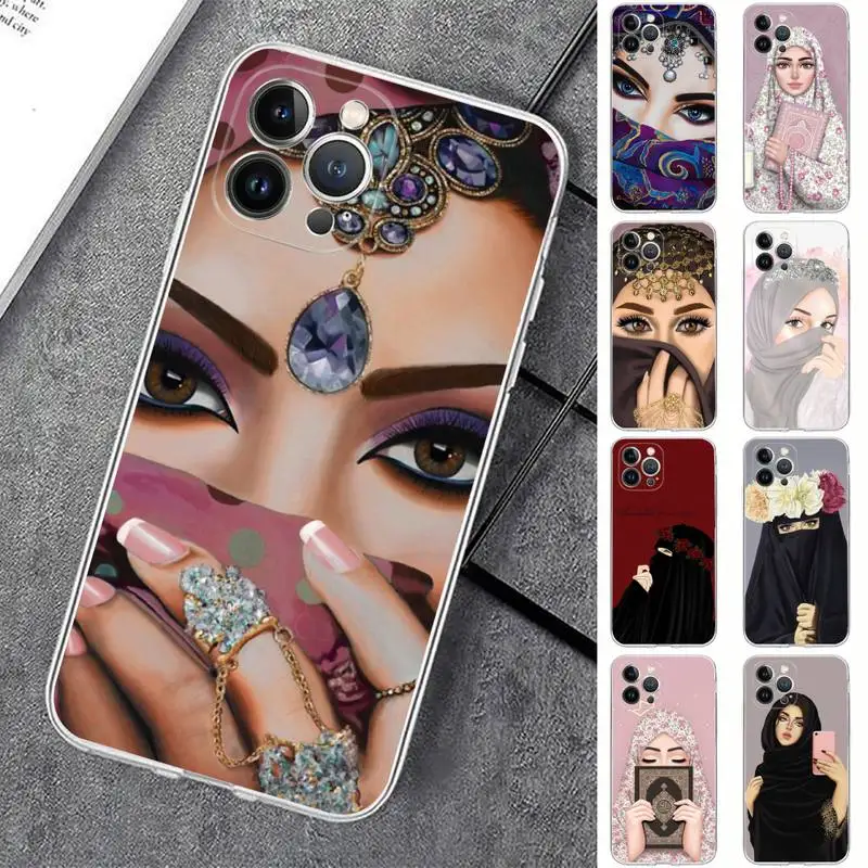 

Woman In Hijab Face Muslim Islamic Girl Phone Case For iPhone 14 13 12 Mini 11 Pro XS Max X XR SE 6 7 8 Plus Soft Silicone Cover