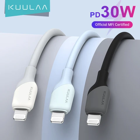 KUULAA Кабель MFi Lightning для iPhone 14 13 12 11 Pro XS Max X PD30W Быстрая зарядка USB C для iPhone 8 7 6 s Plus Шнур для зарядки