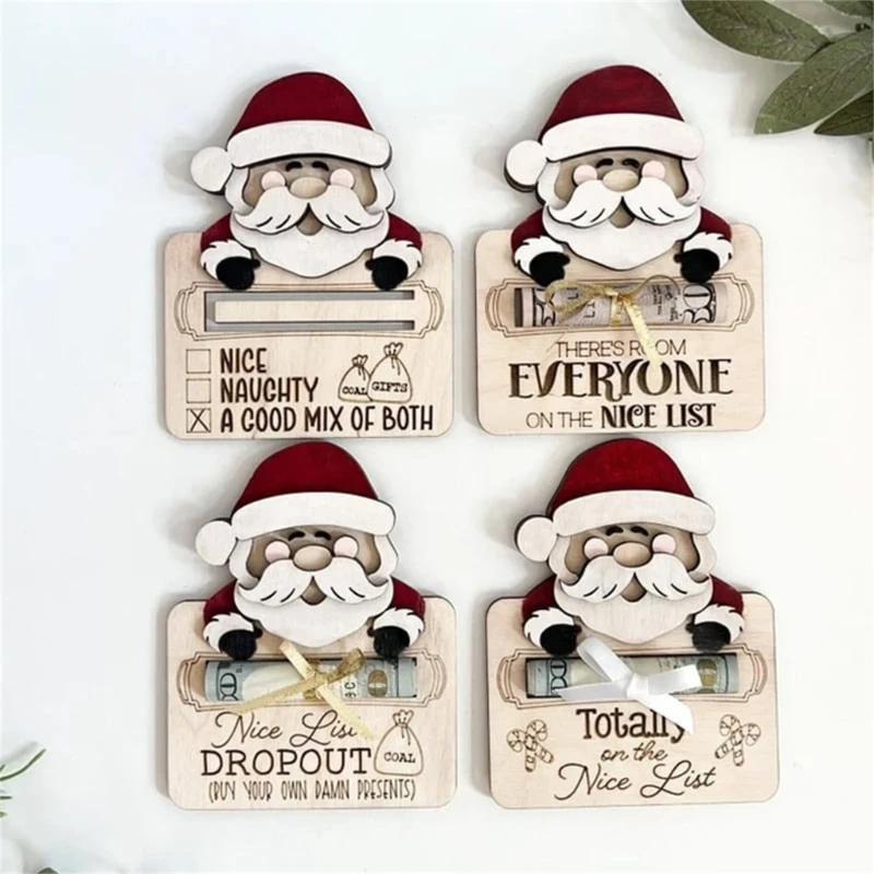 

Festive Santa Money and Gift Card Holder friendly Wood Material