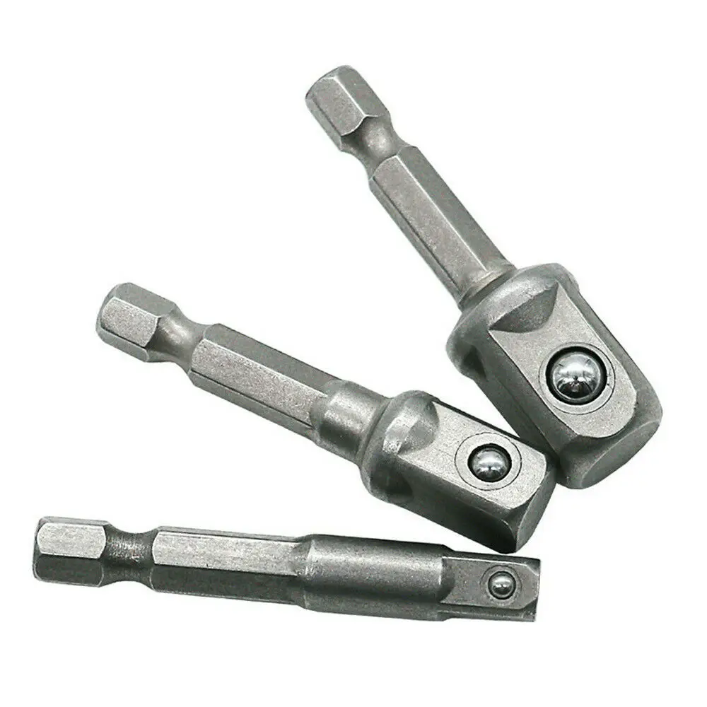 

3pcs 1/4'' Hex Shank To Square Head Socket Bit Adapter 50mm 1/4'' 3/8'' 1/2'' For Heavy Duty Impact Drivers Quick Change Chuck
