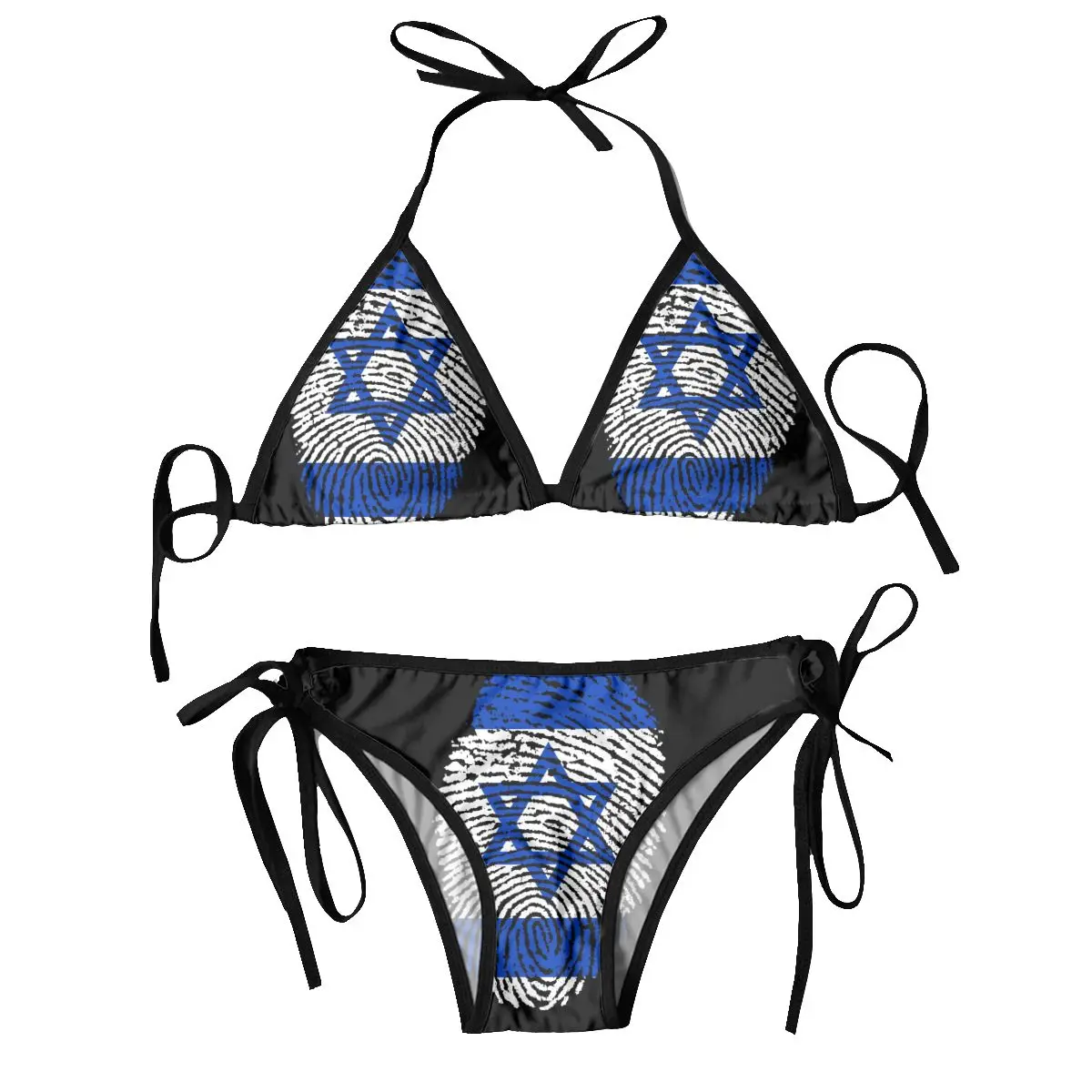 

Woman Swimsuit Sexy Bikini 2023 Swimwear Bikini Set Bathing Suit Israel Flag Finger Print Two Piece Suit