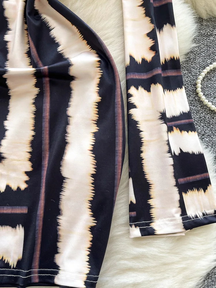 Женское весеннее платье в Корейском стиле темпераментное ретро-принтное с