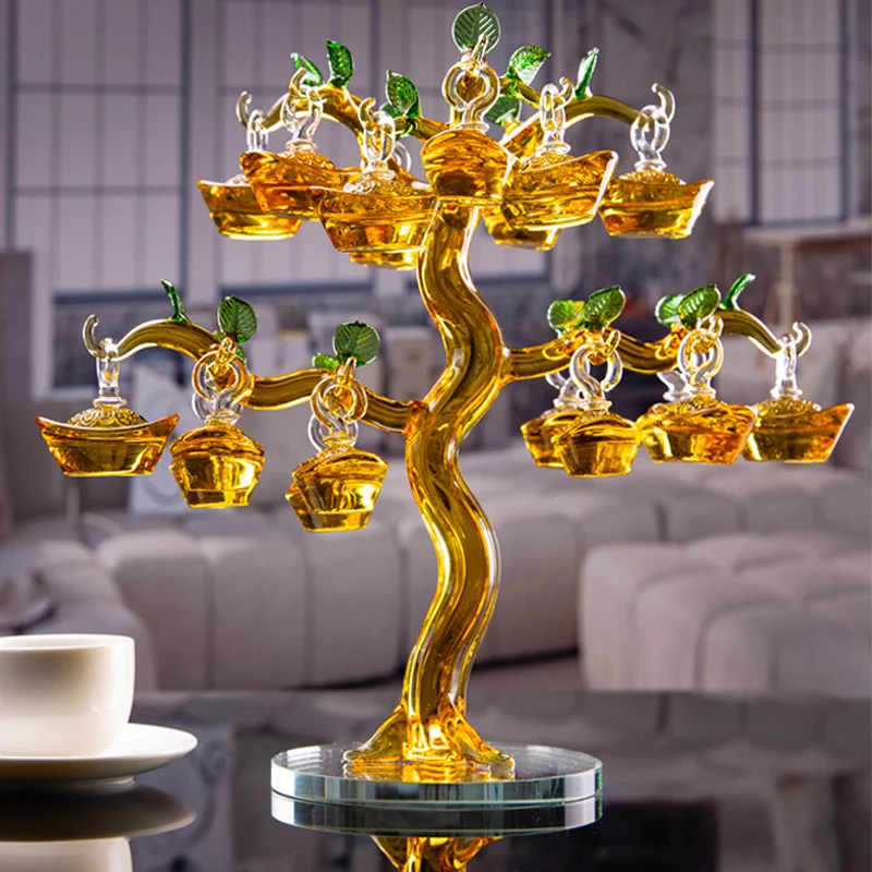 

High Grade Crystal Apple Tree Ornaments Home Supplies Living Room Cash Cow New House Decor Figurines for Interior Miniature