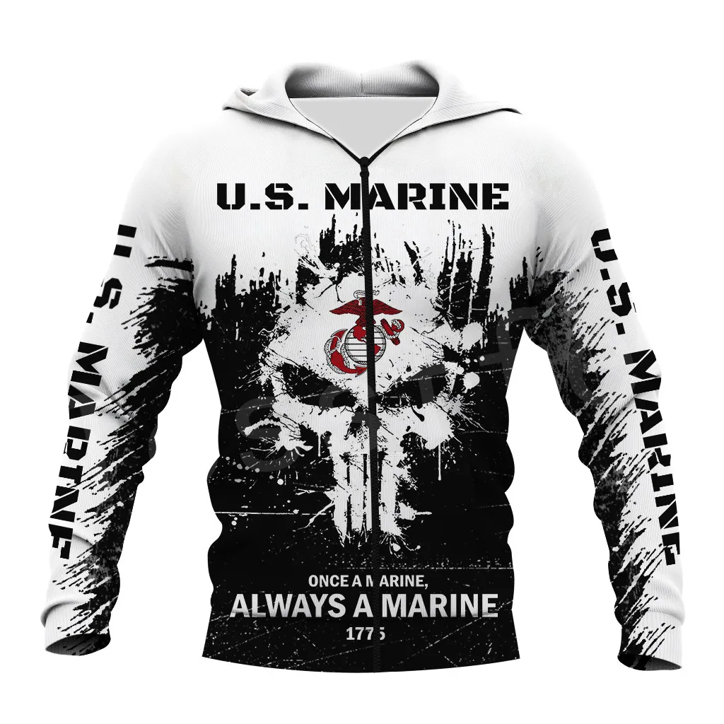 

America Camouflage Sweatshirt Military Marine Police Soldier Army Newfashion d11 Men's/Women's Casual Hooded Sweatshirt