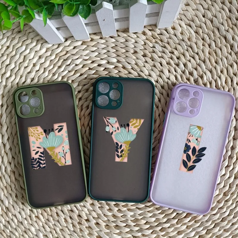 

Letter Flower Phone Case For IPhone 14 13 12 11 Mini Pro Max XS X Max XR 8 7 Plus SE 2022 Skin Color Phone Cover