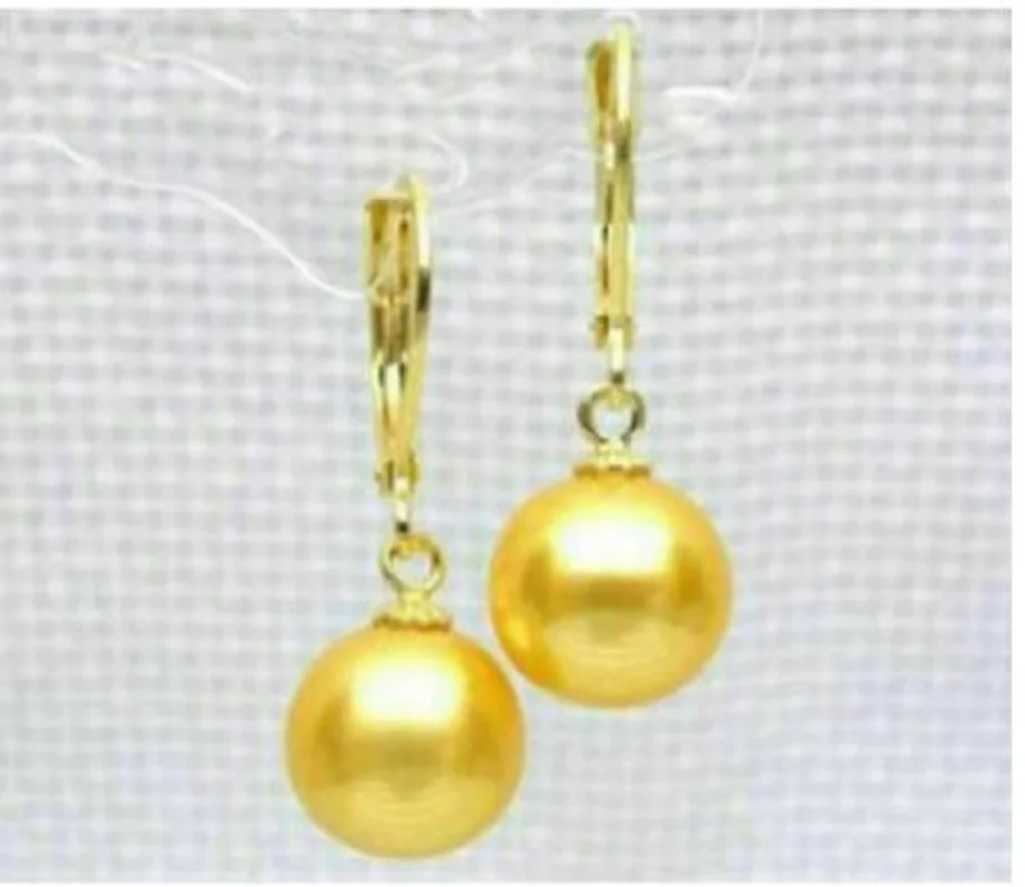 

LUXURIOUS AAA 8-9MM ROUND GOLD YELLOW PEARLS EARRING