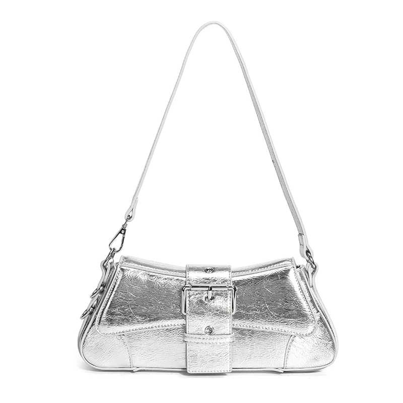

Винтажная трендовая женская сумка через плечо, однотонная Лаковая сумочка из искусственной кожи на цепочке, модный брендовый простой женск...