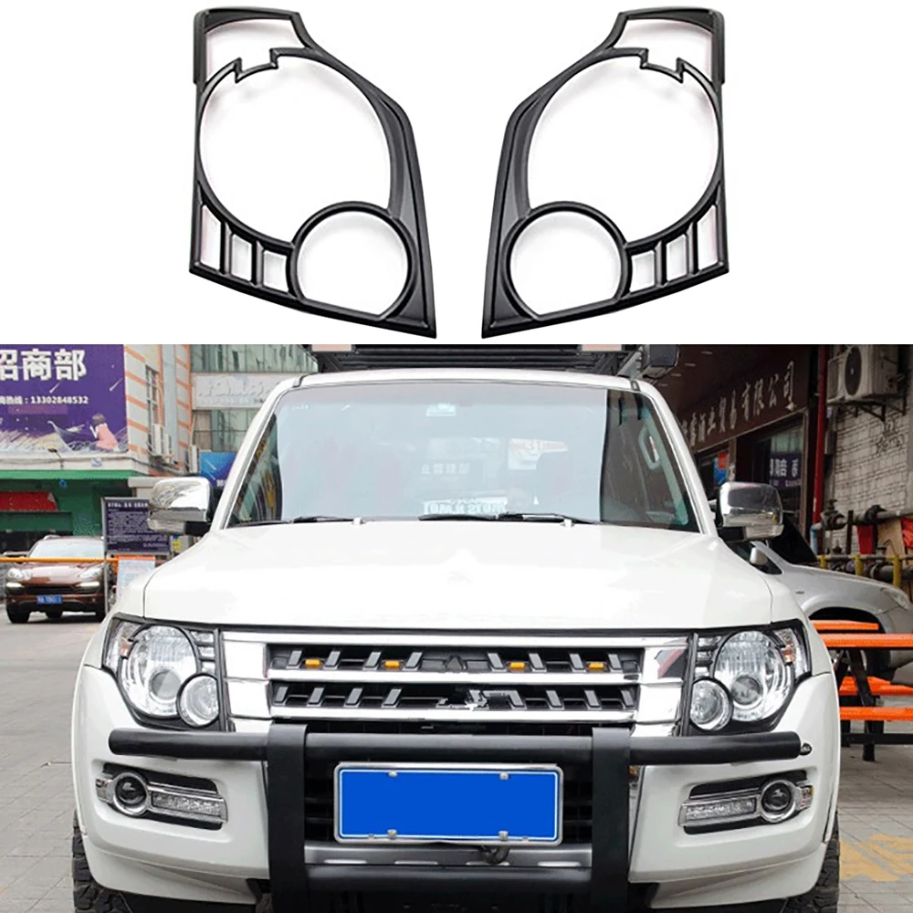 Car Front Lamp Hoods Fit For Mitsubishi Pajero 2007-2022 ABS Matte Black Front Headlight Cover Decorative Frame Accessories Car Front Lamp Hoods Fit For Mitsubishi Pajero 2007-2022 ABS Matte Black Front Headlight Cover Decorative Frame Accessories
