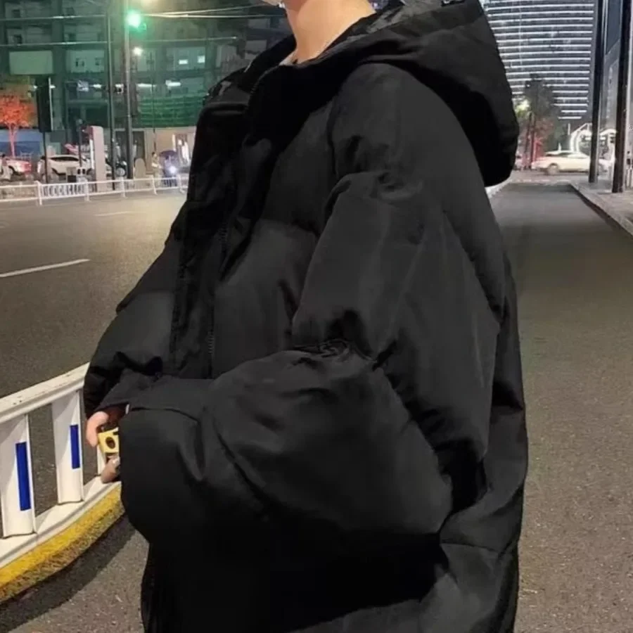 Осенне-зимняя однотонная куртка-пуховик большого размера с капюшоном