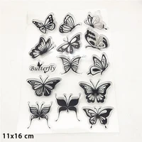 new arrival beautiful butterfly clear stamps for diy decoration diary journal planner craft scrapbooking silicone rubber stamps
